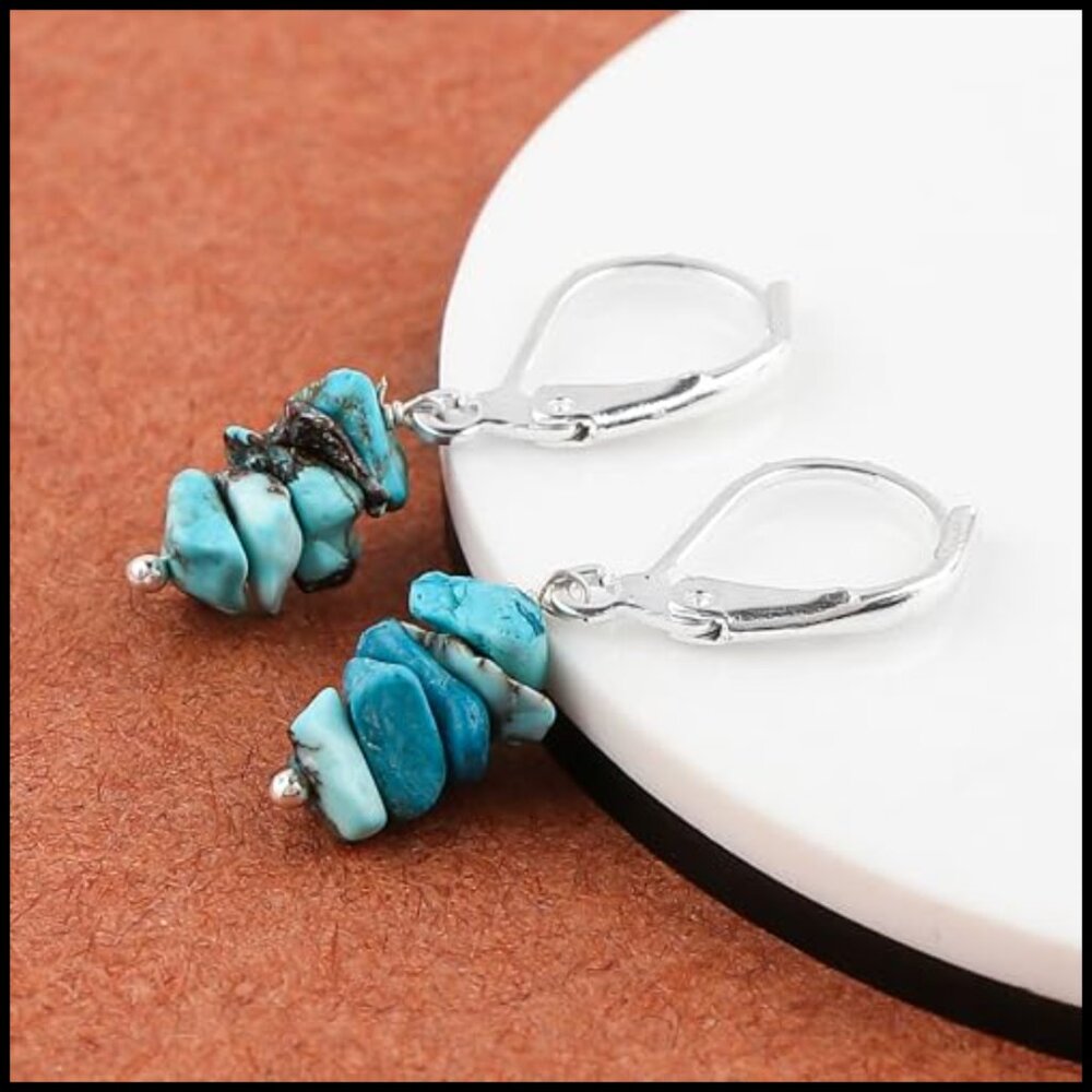 Handmade Boho Dangle Earrings Leverback Hook Hypoallergenic Silver Plated - Picture 2 of 7